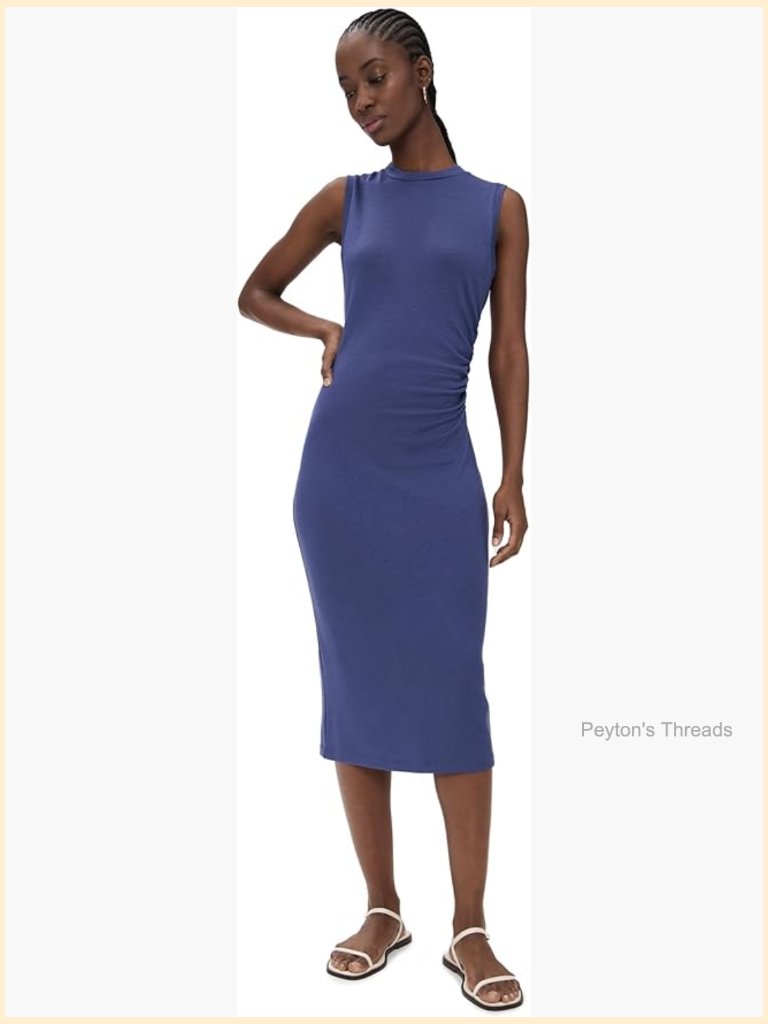 Sleeveless Midi Dress With Gathered Waist